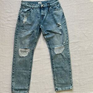 NWOT Women's m1858 New York Jasper Distressed Relaxed  Straight Leg Jeans 12/31